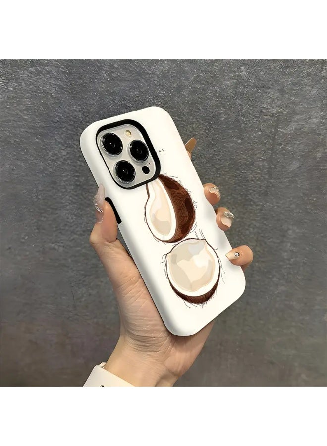 Temu One piece of stylish coconut-inspired art design, stylish and unique dual-layer case, durable and drop-resistant, compatible with iPhone 15 Pro Max - Image 2