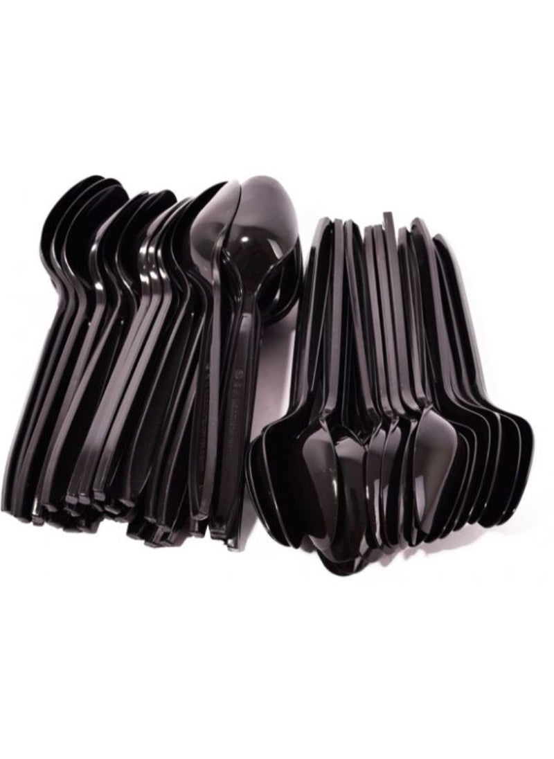 Generic Black Plastic Spoons 50 Pieces 