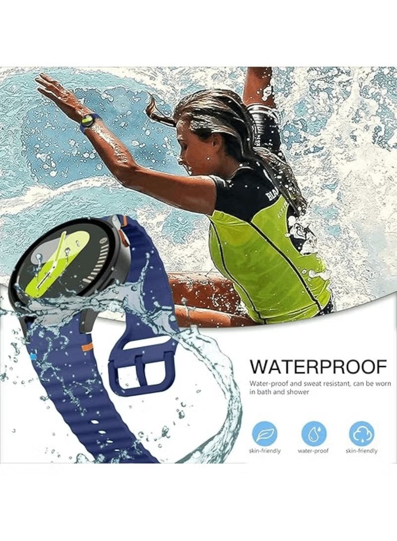 2 Pcs Band Compatible with Samsung Galaxy Watch 7 FE 6 5 4 Strap 40mm 44mm/Watch 6 Classic 43mm 47mm/Watch 5 Pro 45mm/Watch 4 Classic 42mm 46mm, No Gap Silicone Band (Black+Midnight Blue) - Image 5