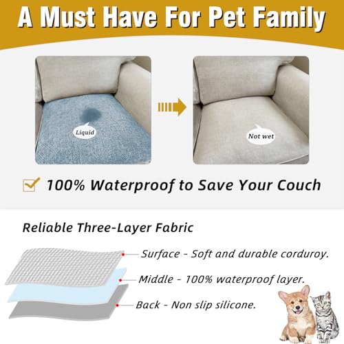 LovoGemy Couch Arm Covers, Sofa Arm Covers, Waterproof Armrest Cover for Sofa, Armchair, Loveseat, Non-Slip Recliner Arm Cover, Headrest Cover, Arm Chair Covers Set of 2 (Light Blue, 24"×20") - Image 3