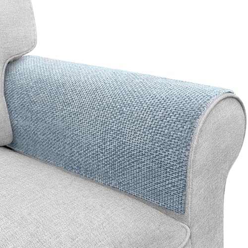 LovoGemy Couch Arm Covers, Sofa Arm Covers, Waterproof Armrest Cover for Sofa, Armchair, Loveseat, Non-Slip Recliner Arm Cover, Headrest Cover, Arm Chair Covers Set of 2 (Light Blue, 24"×20") - Image 1