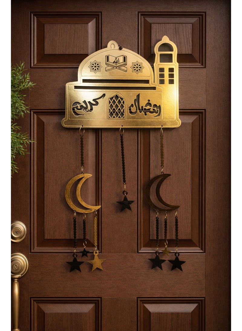 ديكور مسجد رمضان كريم خشب 30×56 سم – زينة رمضان للأبواب والحائط - Image 2