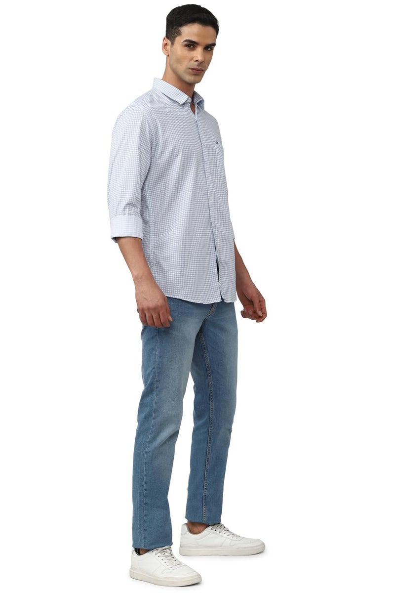 Peter England Men's Everyday Ditsy Print Slim Fit Full Sleeve Casual Shirt|100% Cotton,39,Light Blue - Image 2
