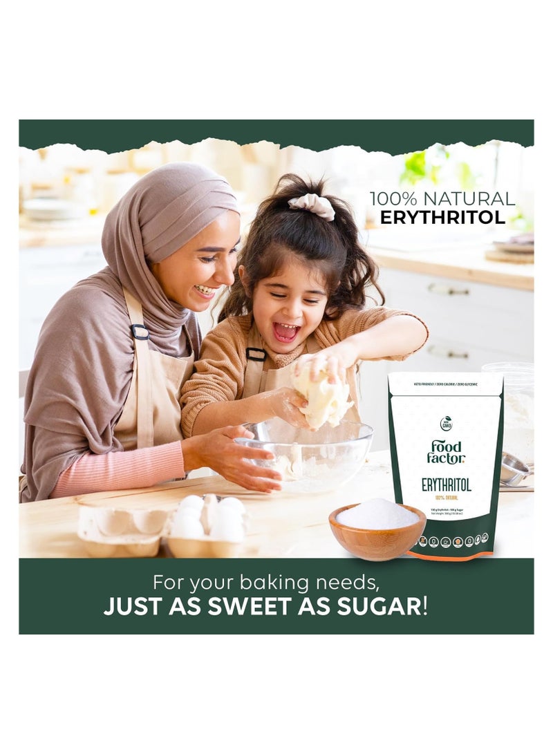 Food Factor Erythritol Sweetener Made in Spain |100% Natural, No Aftertaste, For Vegan, Keto-Friendly, Zero sugar, Zero Calorie Suitable For Diabetic Patient | 300G (10.58 Oz)