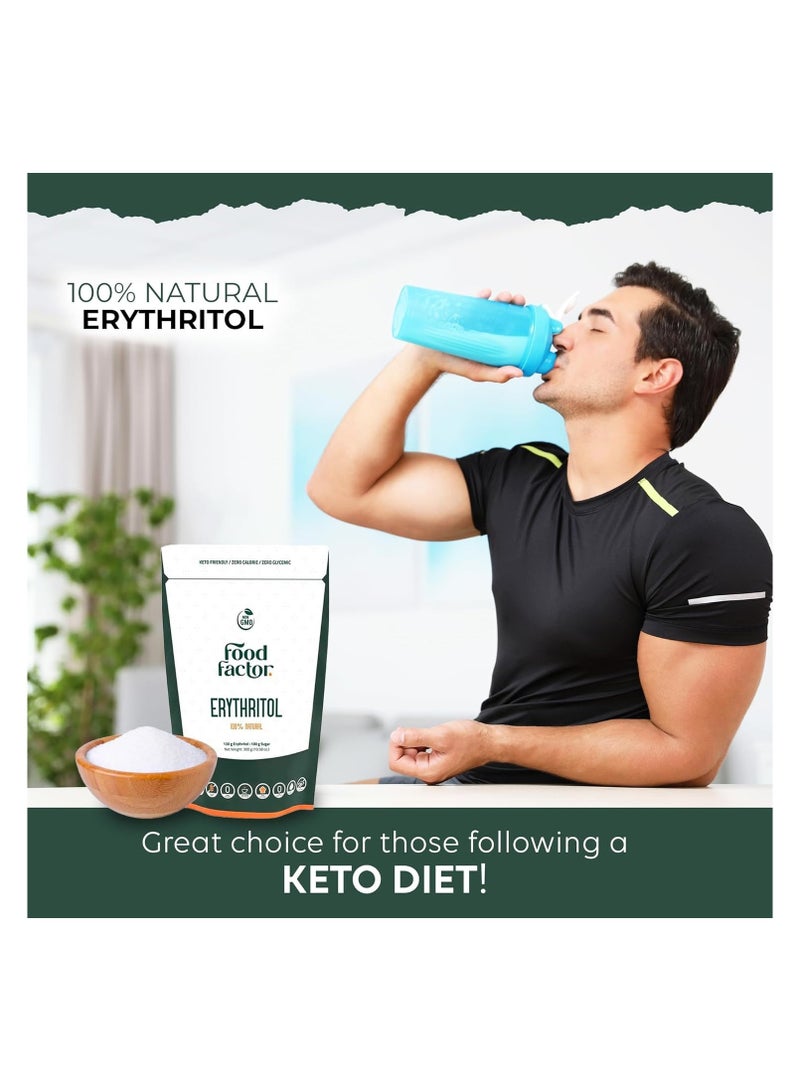 Food Factor Erythritol Sweetener Made in Spain |100% Natural, No Aftertaste, For Vegan, Keto-Friendly, Zero sugar, Zero Calorie Suitable For Diabetic Patient | 300G (10.58 Oz)