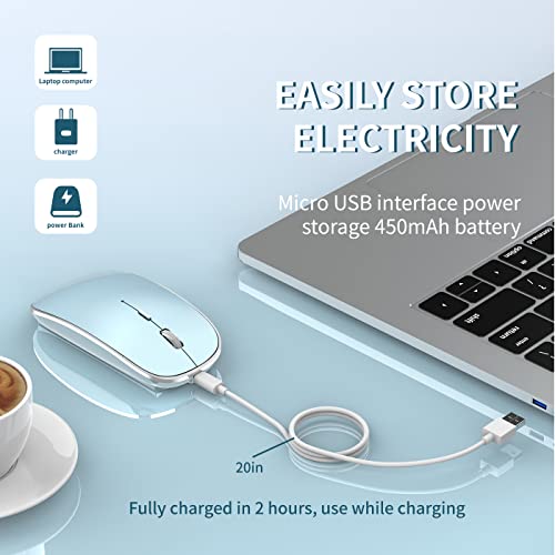 Halpilt Wireless Mouse Chargeable Portable Silent USB and Type-C Dual Mode Wireless Mouse 3 Adjustable DPI for Laptop, Mac, Mac, Android, PC (Q23S Black) (Blue) - Image 4