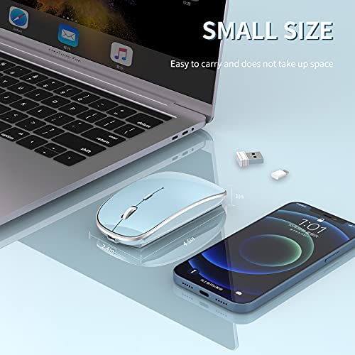 Halpilt Wireless Mouse Chargeable Portable Silent USB and Type-C Dual Mode Wireless Mouse 3 Adjustable DPI for Laptop, Mac, Mac, Android, PC (Q23S Black) (Blue) - Image 3