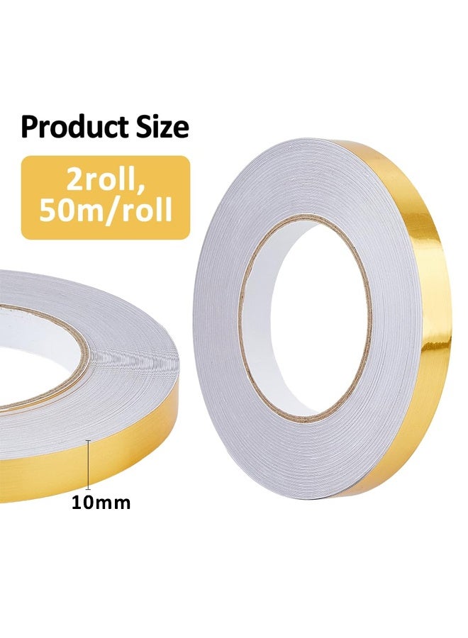 HQ-GAMING Decorative Floor Wall Sticker Foil Line Peel and Stick Adhesive Waterproof Gap Cover Tile Sticker Tape Metallic PET Film Tape Metalized Mirror Tapes for Kitchen Bathroom Living Room Bedroom (Gold, 100M) - Image 2