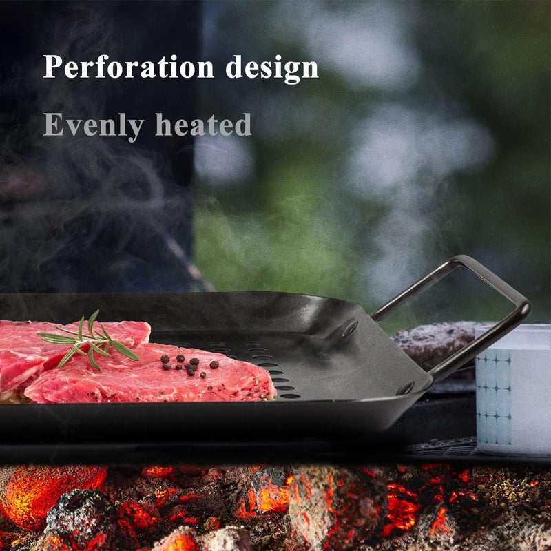 VALAJOGI Valajogi Heavy-Duty Non-Stick BBQ Frying Pan with Handles: The Ultimate Grill Tray for Outdoor Cooking - Perfect BBQ Accessory for Effortless Grilling and Flavorful Barbecue Meals  - Image 5