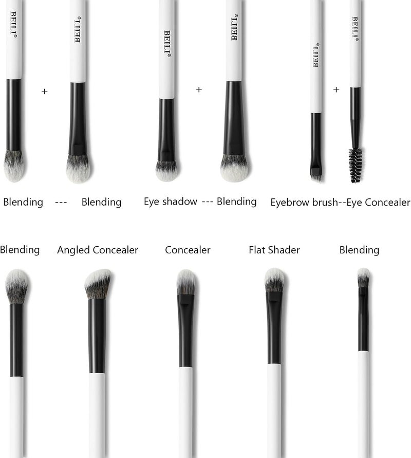 BEILI Makeup Brush Set 12pcs, Premium Dual-Ended Foundation Powder Contour Blush Concealer Eyeshadow Brushes Kit, Soft Bristles, Ideal for Liquid Cream Powder Cosmetics,Cruelty Free Cosmetic Tools - Image 4