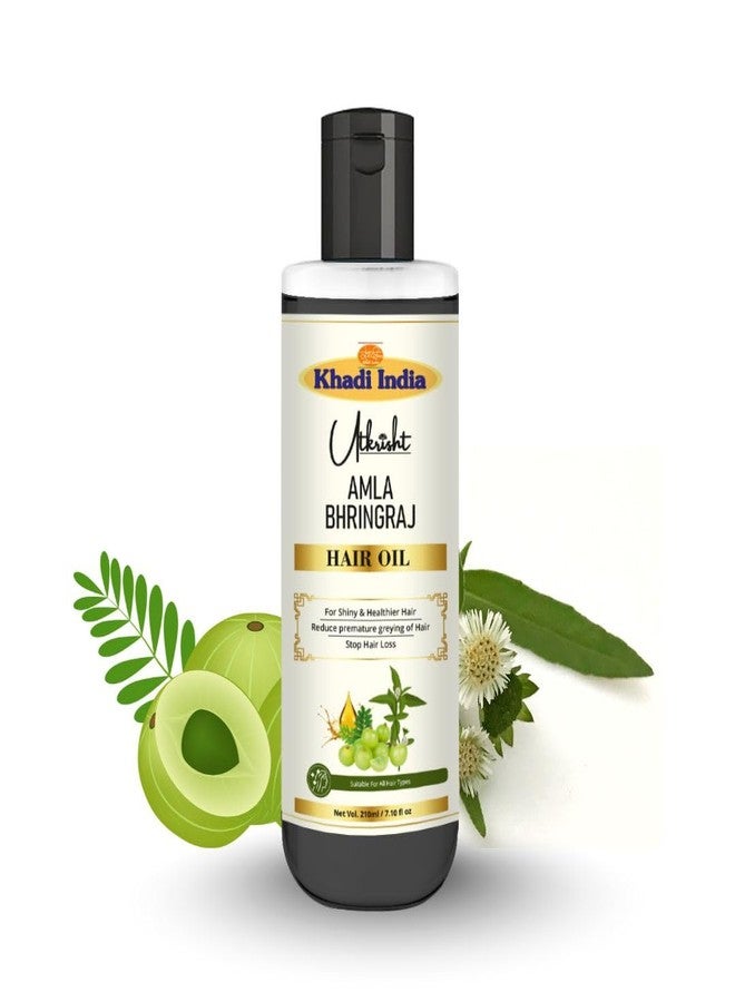 Utkrisht Khadi Amla Bhringraj Hair Oil 210ml | Herbal Hair Oil for Hair Growth, Dandruff Control & Scalp Nourishment | Natural Ayurvedic Oil for Strong, Shiny Hair - Image 2