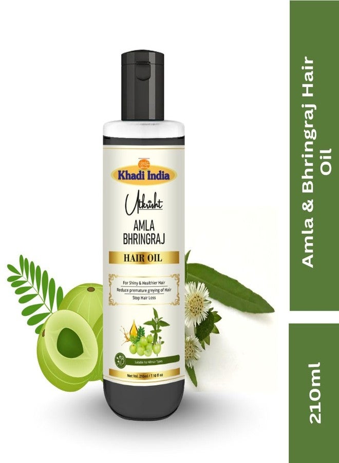 Utkrisht Khadi Amla Bhringraj Hair Oil 210ml | Herbal Hair Oil for Hair Growth, Dandruff Control & Scalp Nourishment | Natural Ayurvedic Oil for Strong, Shiny Hair - Image 3