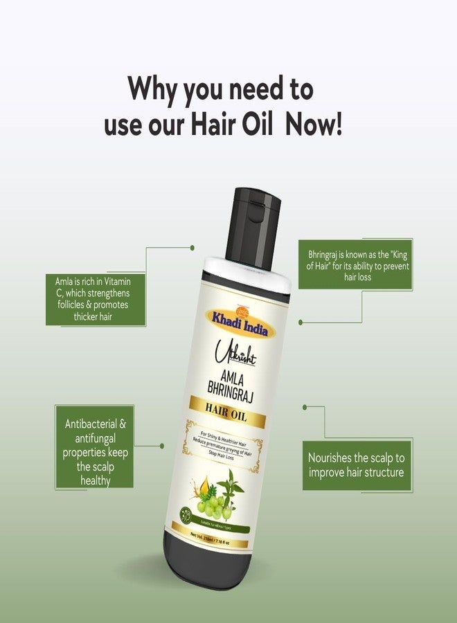 Utkrisht Khadi Amla Bhringraj Hair Oil 210ml | Herbal Hair Oil for Hair Growth, Dandruff Control & Scalp Nourishment | Natural Ayurvedic Oil for Strong, Shiny Hair - Image 5