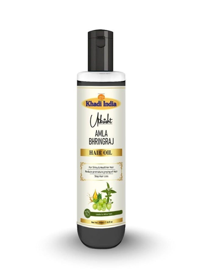Utkrisht Khadi Amla Bhringraj Hair Oil 210ml | Herbal Hair Oil for Hair Growth, Dandruff Control & Scalp Nourishment | Natural Ayurvedic Oil for Strong, Shiny Hair - Image 1