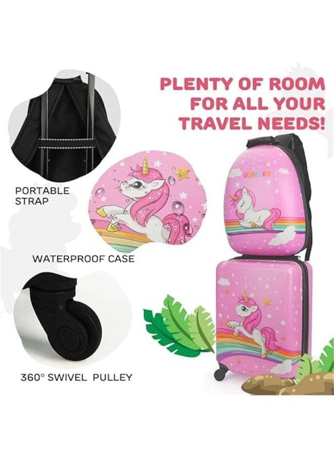 TRASSLE Kids Carry On Luggage Set, Hard Shell Travel Luggage W/Backpack, Hardside Rolling Suitcase W/Spinner Wheels, Kids Luggage and Backpack  - Image 4