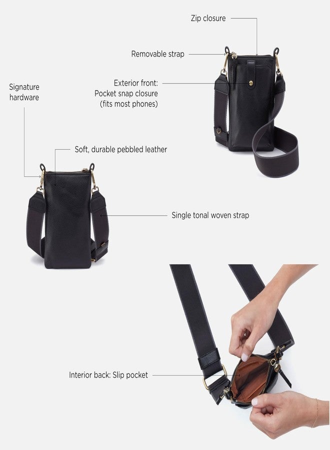 HOBO Cass Leather Phone Crossbody with Adjustable Strap for Gym, Travel, or Everyday - Lightweight and Casual Design for Everyday Essentials, Black - Image 4