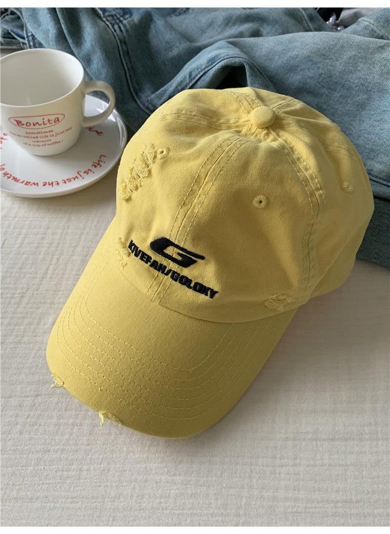Generic Korean INS Red Baseball Cap Casual Summer Stitched Soft Top [big g] yellow 