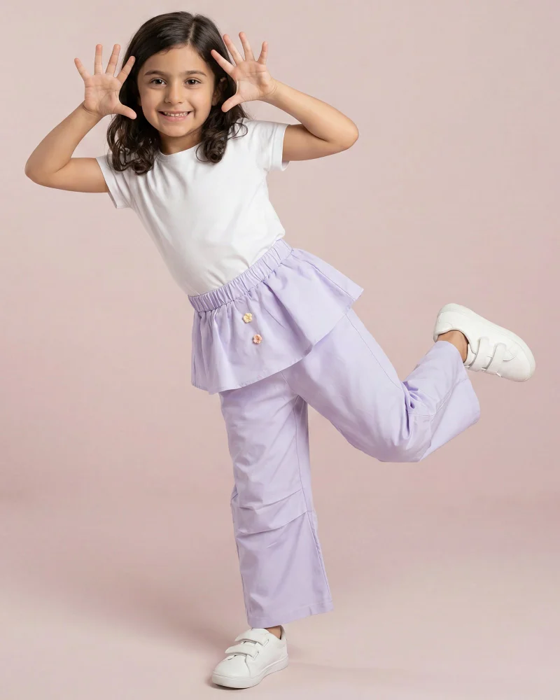 REDTAG Girls Purple Embellished Trouser