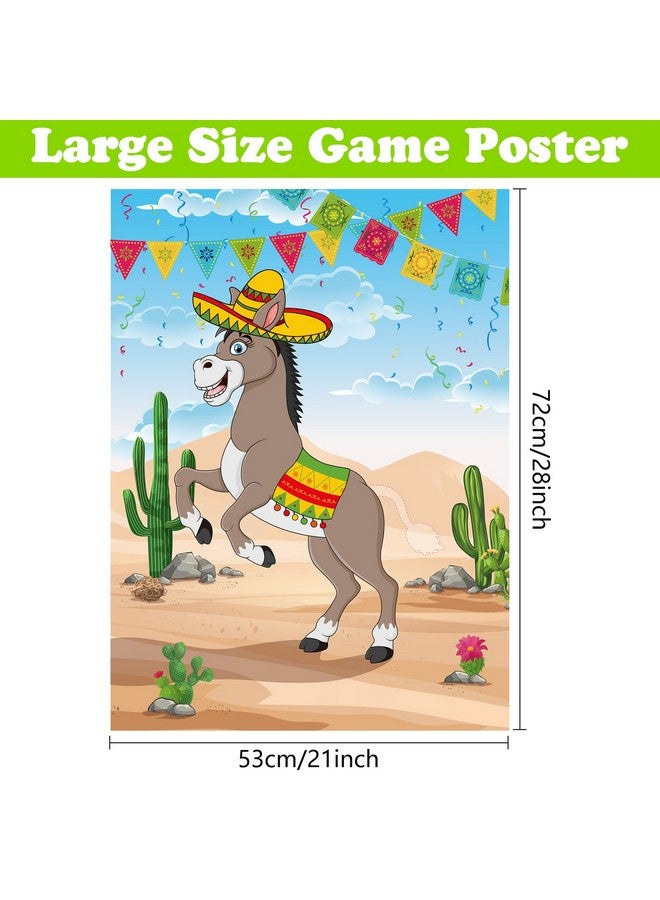PLULON Pin The Tail On The Donkey Birthday Games For Kids Mexican Donkey Game Poster With 24Pcs Tail Stickers Donkey Party Favors Carnival Birthday Fiesta Home Wall Decor Classroom Family Activities - Image 2
