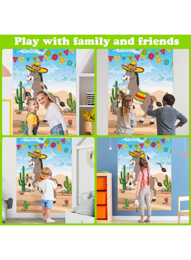 PLULON Pin The Tail On The Donkey Birthday Games For Kids Mexican Donkey Game Poster With 24Pcs Tail Stickers Donkey Party Favors Carnival Birthday Fiesta Home Wall Decor Classroom Family Activities - Image 5
