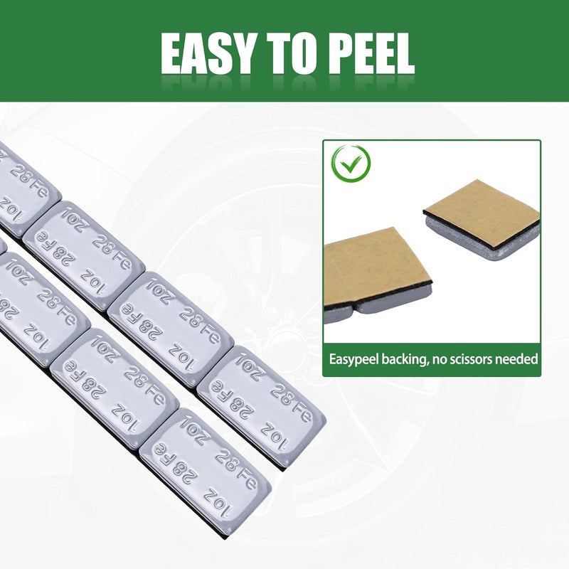 EZISOE 1OZ Adhesive Wheel Weights, Grey 1 oz Stick on Wheel Weights,A Box of 18 Strips, 4 Segments/Strip (72 oz Pack) - Image 5