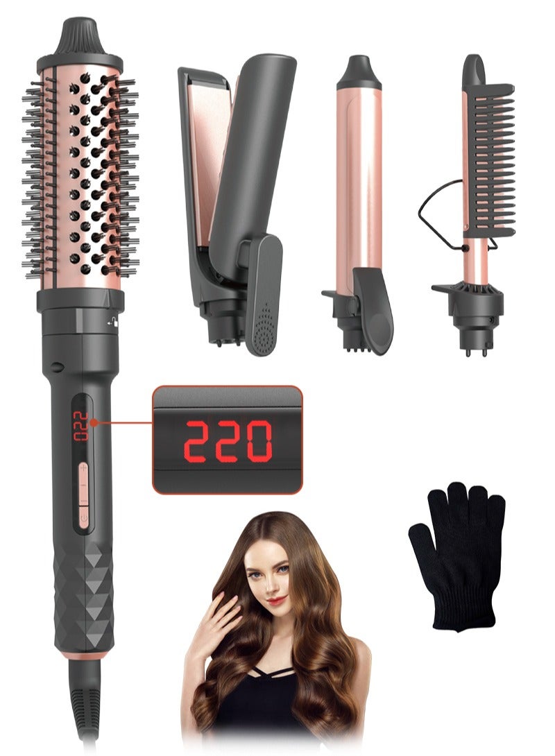 BESTIS 4 IN 1 Curling Iron Set, Curling Wand Set with Hair Straightener and 3 Interchangeable Ceramic Thermal Brush (32-38mm), 10s Fast Instant Heat Up Hair Curling Iron Can Straight and Curly (120°C-220°C) - Image 1