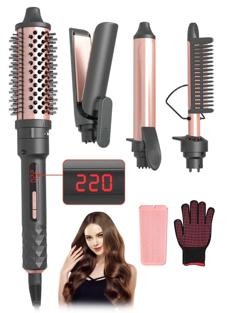 بيستيس  4 في 1 تجعيد الشعر كم ، تجعيد الشعر كم مع مستقيم الشعر و 3 للتبادل السيراميك فرشاة ساخنة ( 32-38mm ) ، 10 ثانية سريعة التدفئة الفورية تجعيد الشعر يمكن أن تكون مباشرة و تجعيد الشعر - Image 1