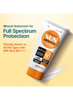 VENUSIA Mineral Sunscreen Spf65I Full Spectrum Protection I Uva Uvb Blue Light Protect I With Antioxidant I Sweat & Water Resistant I No White Cast I Clinically Tested For All Skin Types I 50 G  - Image 2