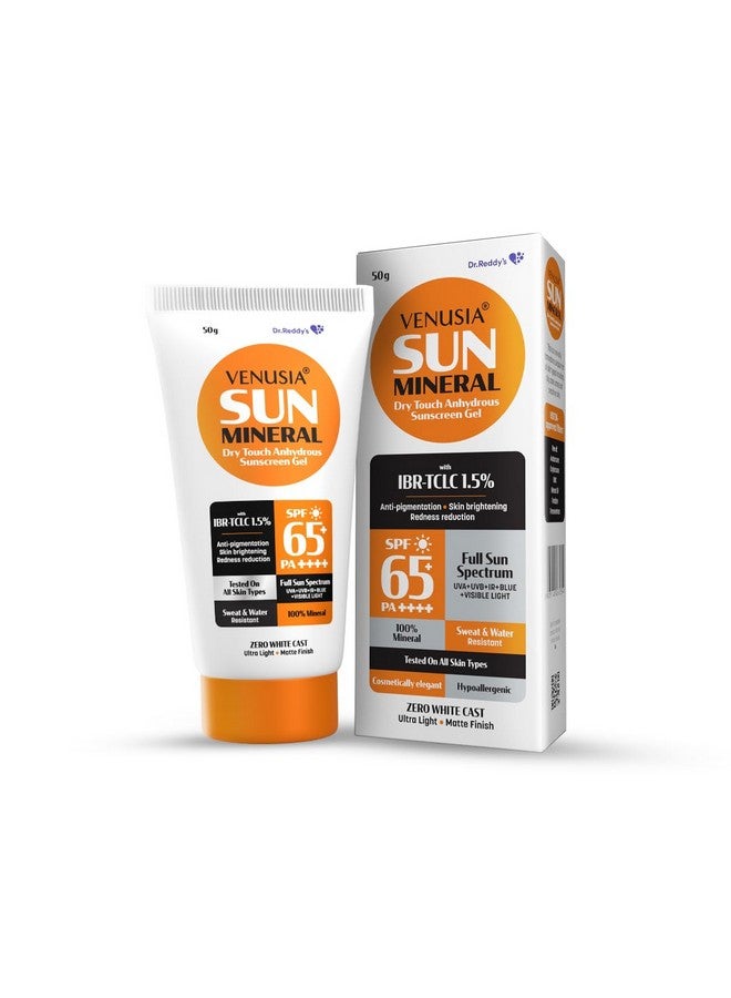 VENUSIA واقي شمس معدني SPF65 حماية كاملة الطيف UVA UVB حماية من الضوء الأزرق مع مضادات الأكسدة مقاوم للعرق والماء بدون أثر أبيض مختبر سريرياً لجميع أنواع البشرة 50 غ - Image 1