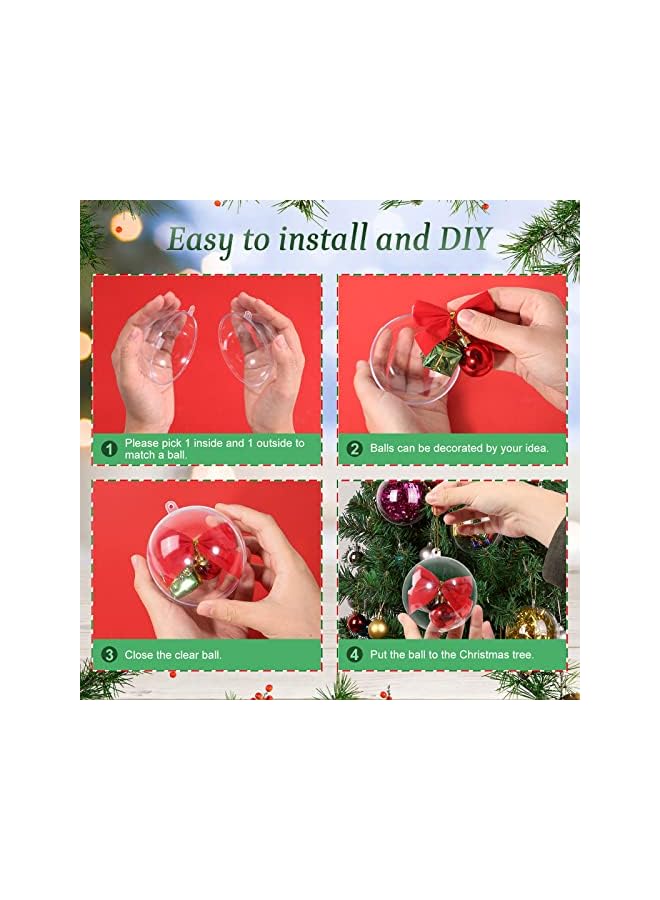 The Bros 20pcs 1.96''/50mm Christmas Balls Clear Plastic Fillable Baubles Ball for Christmas Tree Ornaments Hanging Pendants Wedding Party Christmas Decorations Navidad, DIY Christmas Ornaments - Image 5