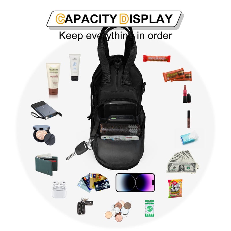Dikuer Water Bottle Holder with Strap, 4 Big Pockets with Compartment, 24oz/32oz/40oz Crossbody Water Bottle Carrier Bag - Image 5
