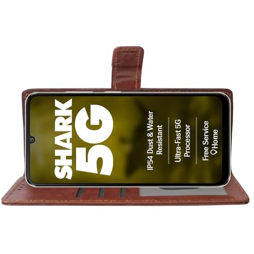 Casotec Flip Cover Compatible with Lava Shark 5G | Premium Leather Finish | Inbuilt Pockets & Stand | Flip Cover Back Case for Lava Shark 5G (Brown) - Image 5