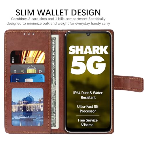Casotec Flip Cover Compatible with Lava Shark 5G | Premium Leather Finish | Inbuilt Pockets & Stand | Flip Cover Back Case for Lava Shark 5G (Brown) - Image 4