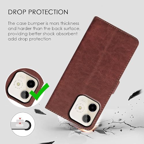 Casotec Flip Cover Compatible with Lava Shark 5G | Premium Leather Finish | Inbuilt Pockets & Stand | Flip Cover Back Case for Lava Shark 5G (Brown) - Image 3
