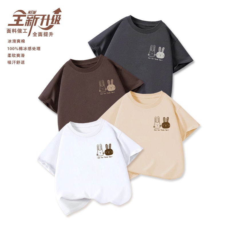 Children'S Wear T-Shirt Korean Printed Top Boys And Girls Children'S Baby Shoulder Loose All-Match Short-Sleeve 5 - Image 2