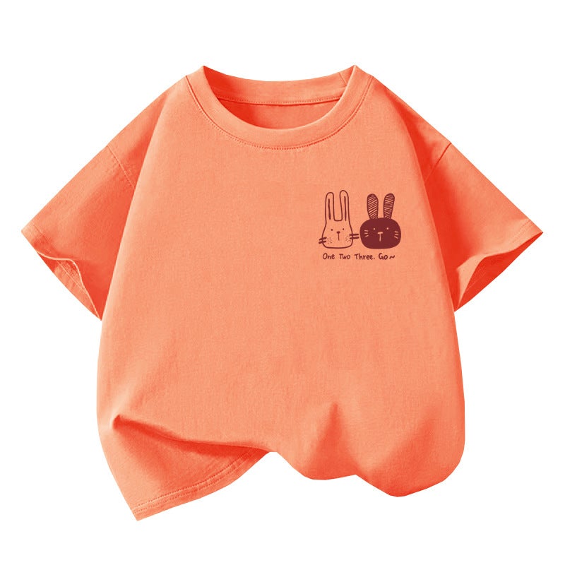 Children'S Wear T-Shirt Korean Printed Top Boys And Girls Children'S Baby Shoulder Loose All-Match Short-Sleeve 5 - Image 1