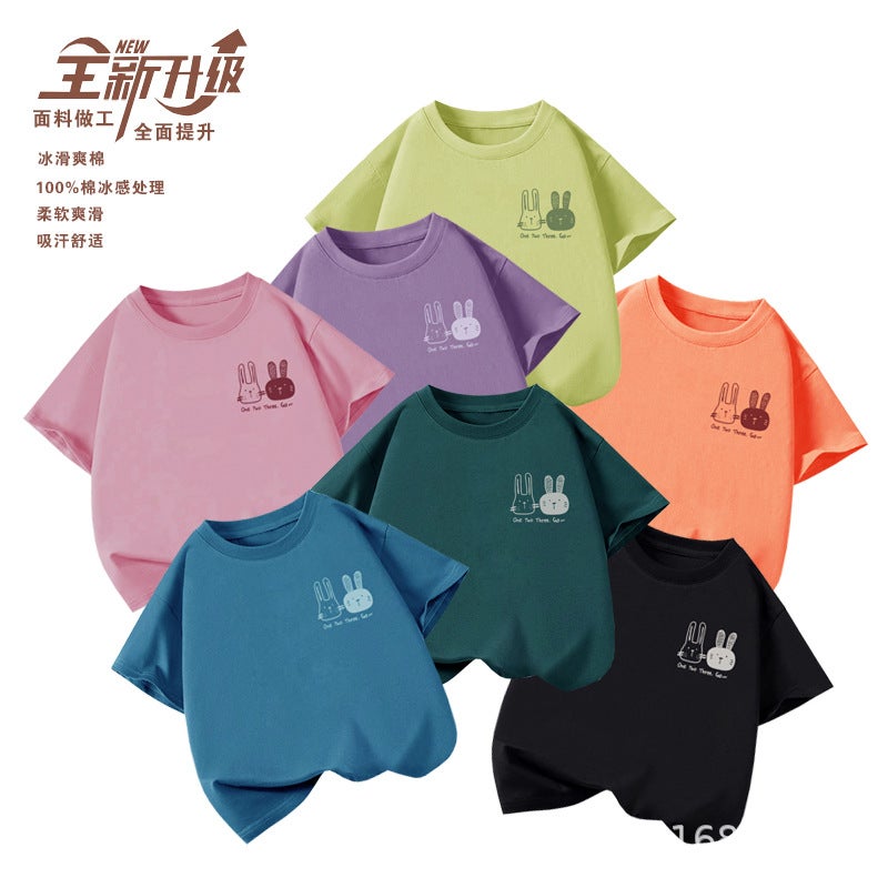 Children'S Wear T-Shirt Korean Printed Top Boys And Girls Children'S Baby Shoulder Loose All-Match Short-Sleeve 5 - Image 3