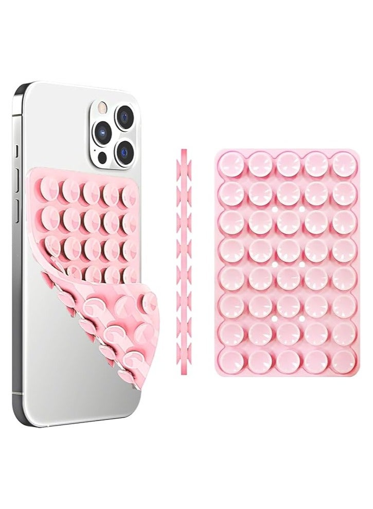 Silicone Suction Cup Phone Case Mount Double Sided, Phone Accessories Hands-Free Strong Grip Holder for Selfies and Videos, Silicon Phone Stand for iPhone and Android (Light Pink)  - Image 1