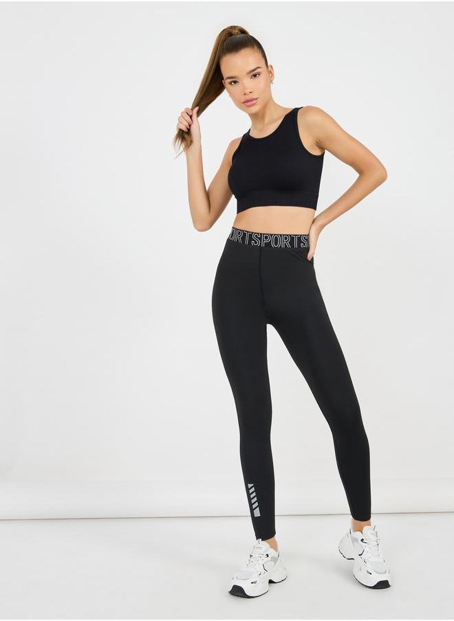 Styli - Sports Waist Tapping Dual Calf Reflective Detail 7/8 Leggings - Image 1