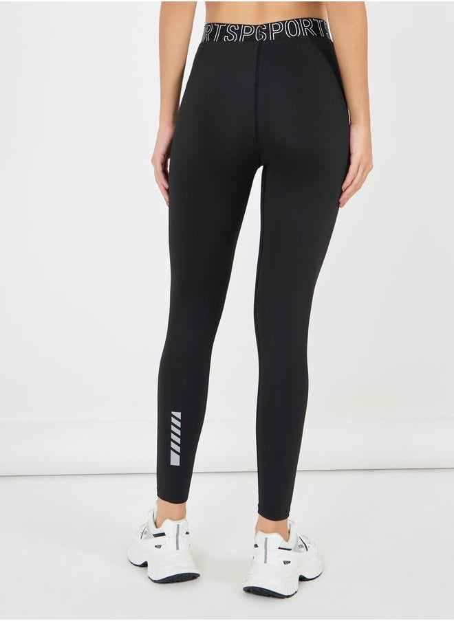 Styli - Sports Waist Tapping Dual Calf Reflective Detail 7/8 Leggings - Image 1