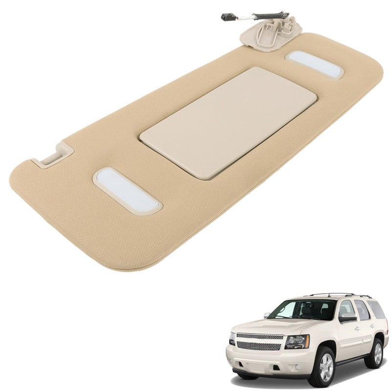munirater Passenger Sun Visor Mirror Beige Right Replacement for 20072014 Silverado Tahoe Yukon Suburban Escalade 22850310