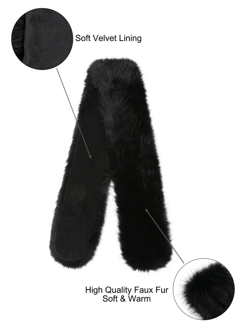 LA CARRIE Women's Faux Fur Collar Scarf Wrap Shawl Cold Winter Warmer(Black,XXL) - Image 4