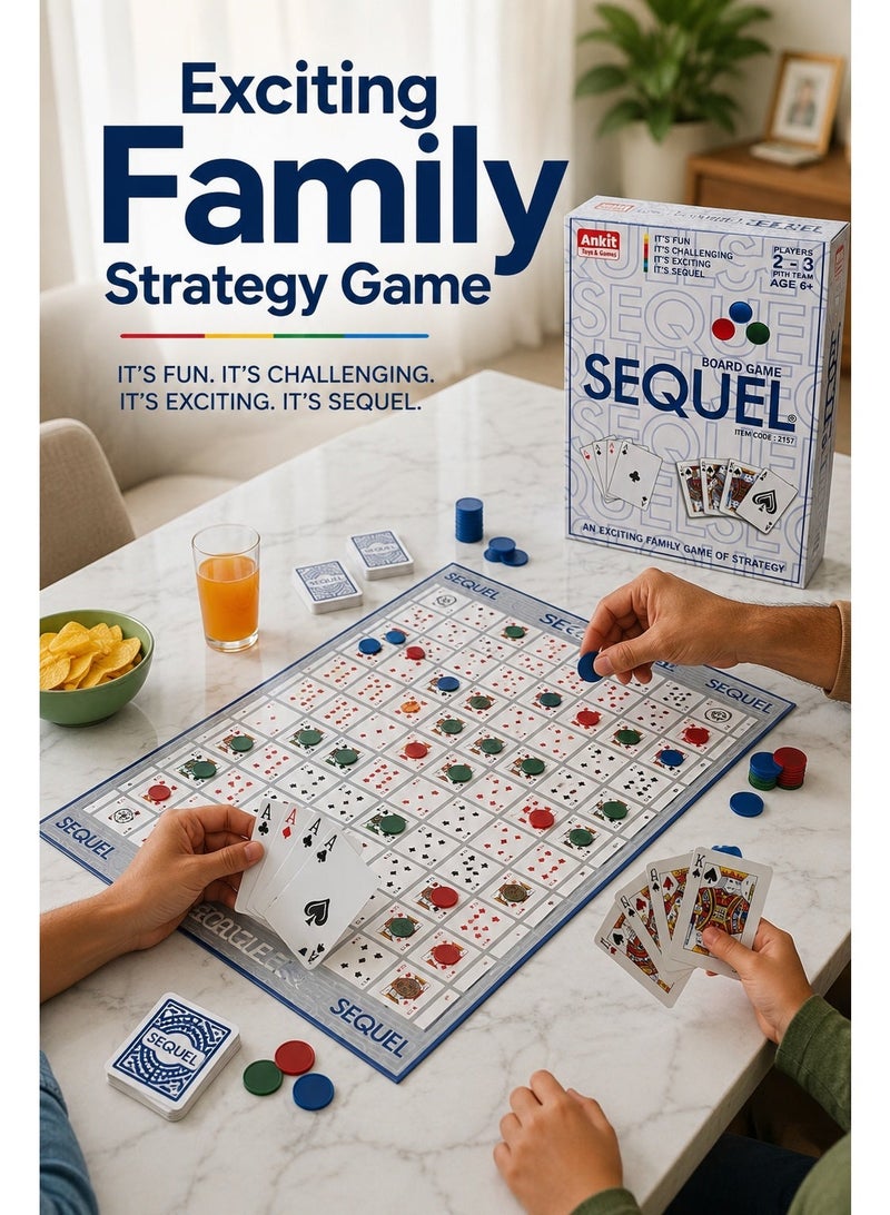 Family Strategy Board Game for 2–3 Players, Card & Chip Matching Game with Playing Cards, Colored Tokens & Game Board, Fun Indoor Table Game for Kids Age 6+ & Adults - Image 5
