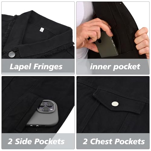 Weiai Denim Vest Men Vintage Casual Jean Jacket Sleeveless Outerwear - Image 4