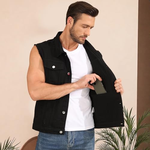 Weiai Denim Vest Men Vintage Casual Jean Jacket Sleeveless Outerwear - Image 5