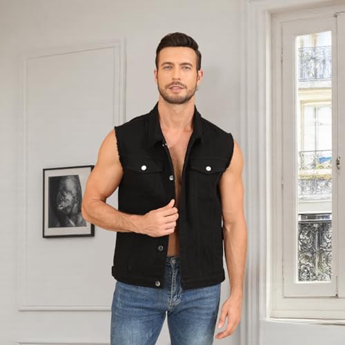 Weiai Denim Vest Men Vintage Casual Jean Jacket Sleeveless Outerwear - Image 2
