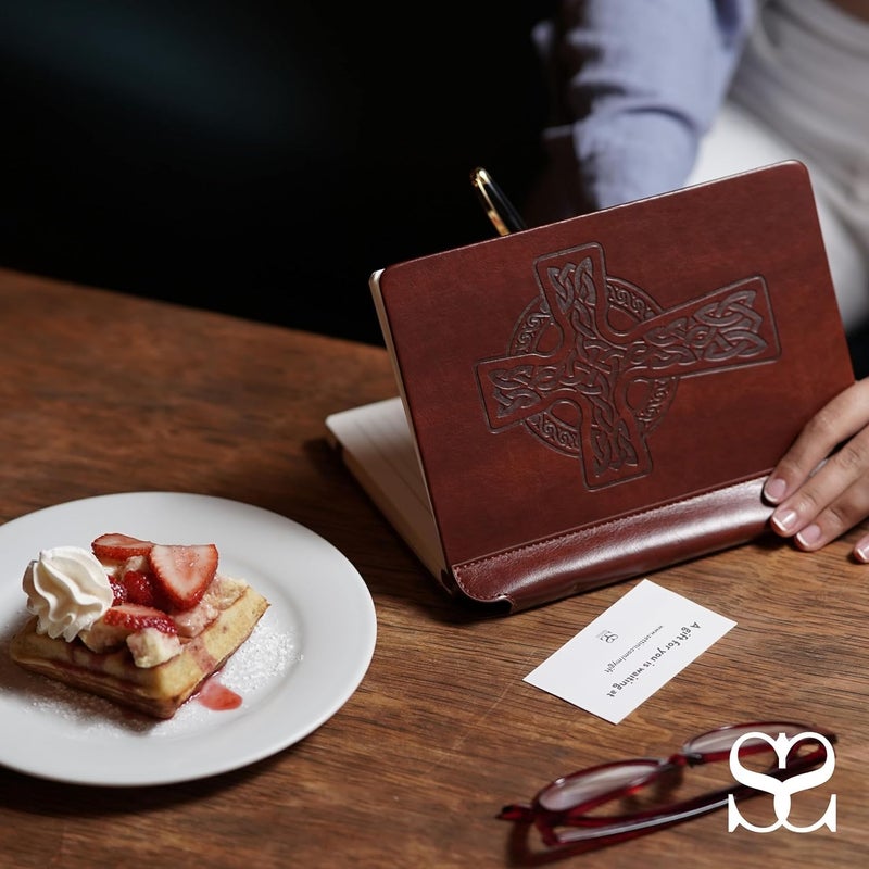SETTINIÂ® Lined Journal - Celtic Cross Journal for Writing Gift Set - Hardcover Vegan Leather, Includes Luxury Pen in a Unique Pen Holder, 192 Pages, A5, Bible Journal, Journal for Men & Women - Image 2