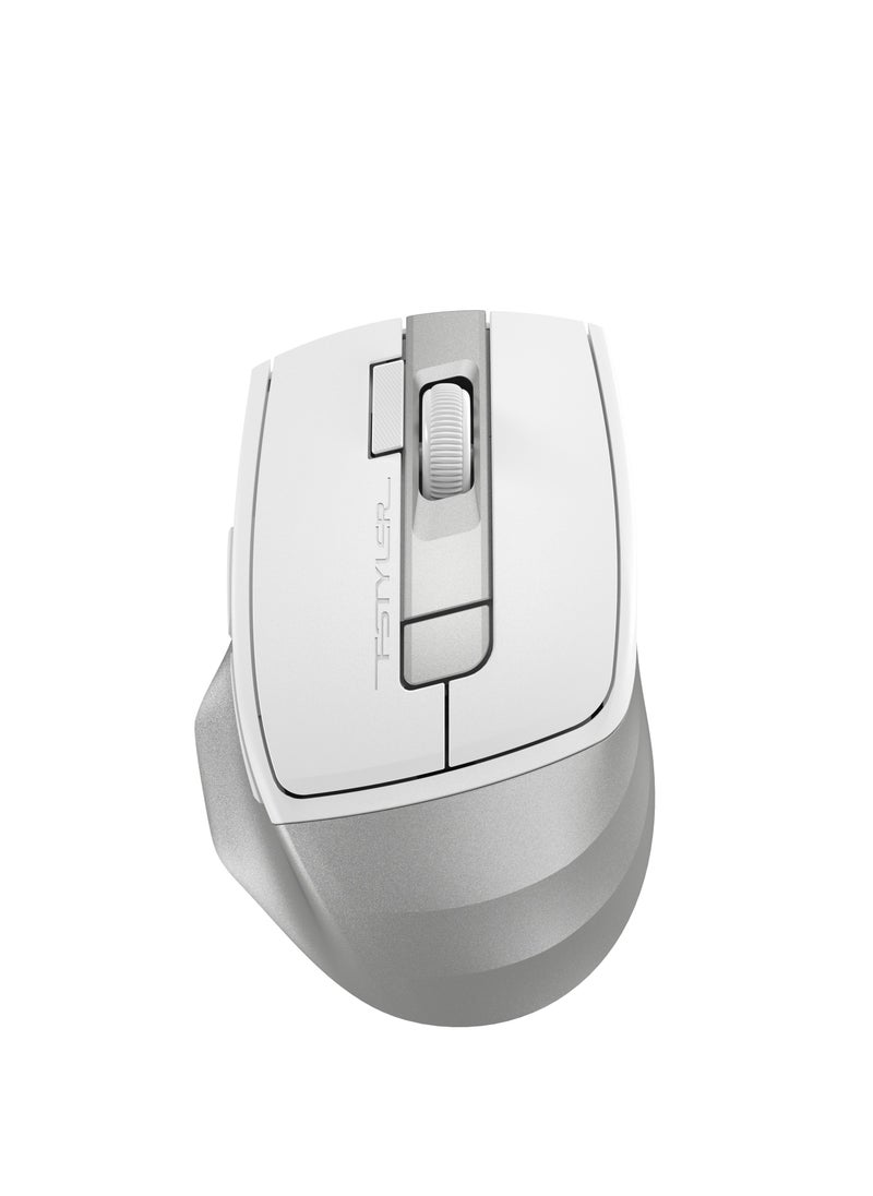 A4TECH Fstyler Dual-Functions Rechargeable Mouse, [ Desk + Air ] Bluetooth & 2.4GHz Air Illuminate FB45CS Air2, Switch up to 3 Devices, DPI 1000-1200-1600-2000, For Windows / Mac / Chrome OS / Android, White  - Image 1