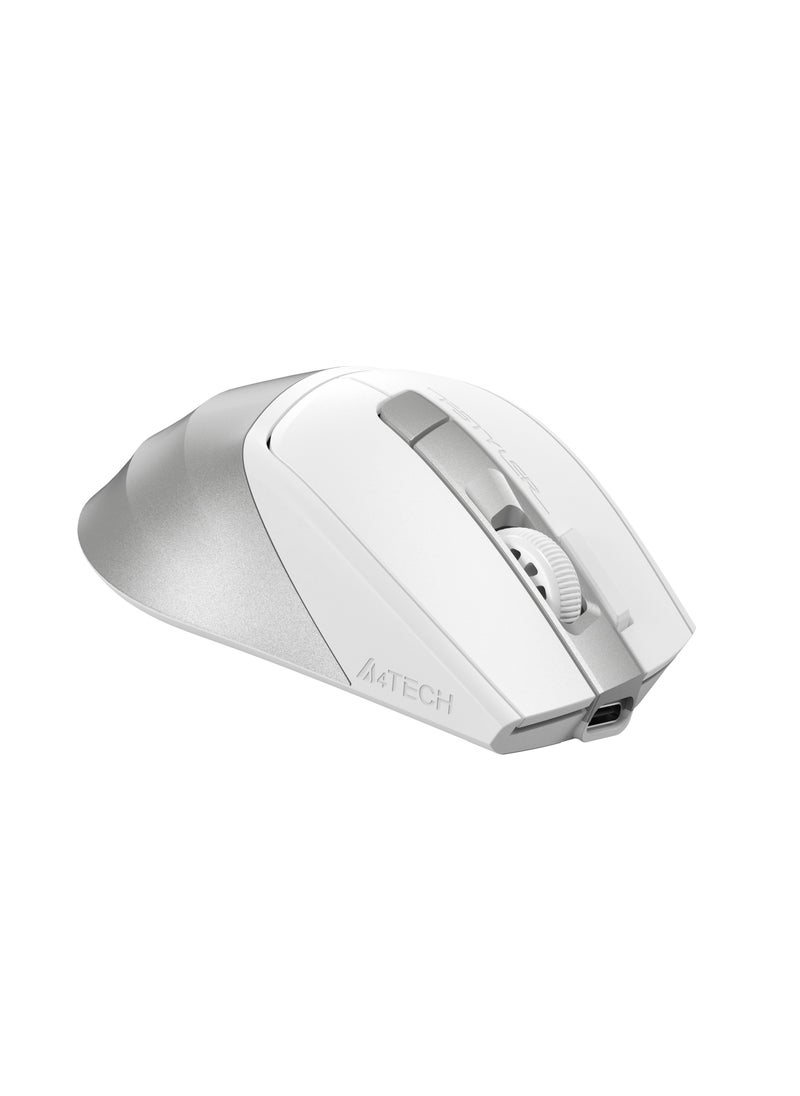 A4TECH Fstyler Dual-Functions Rechargeable Mouse, [ Desk + Air ] Bluetooth & 2.4GHz Air Illuminate FB45CS Air2, Switch up to 3 Devices, DPI 1000-1200-1600-2000, For Windows / Mac / Chrome OS / Android, White  - Image 3