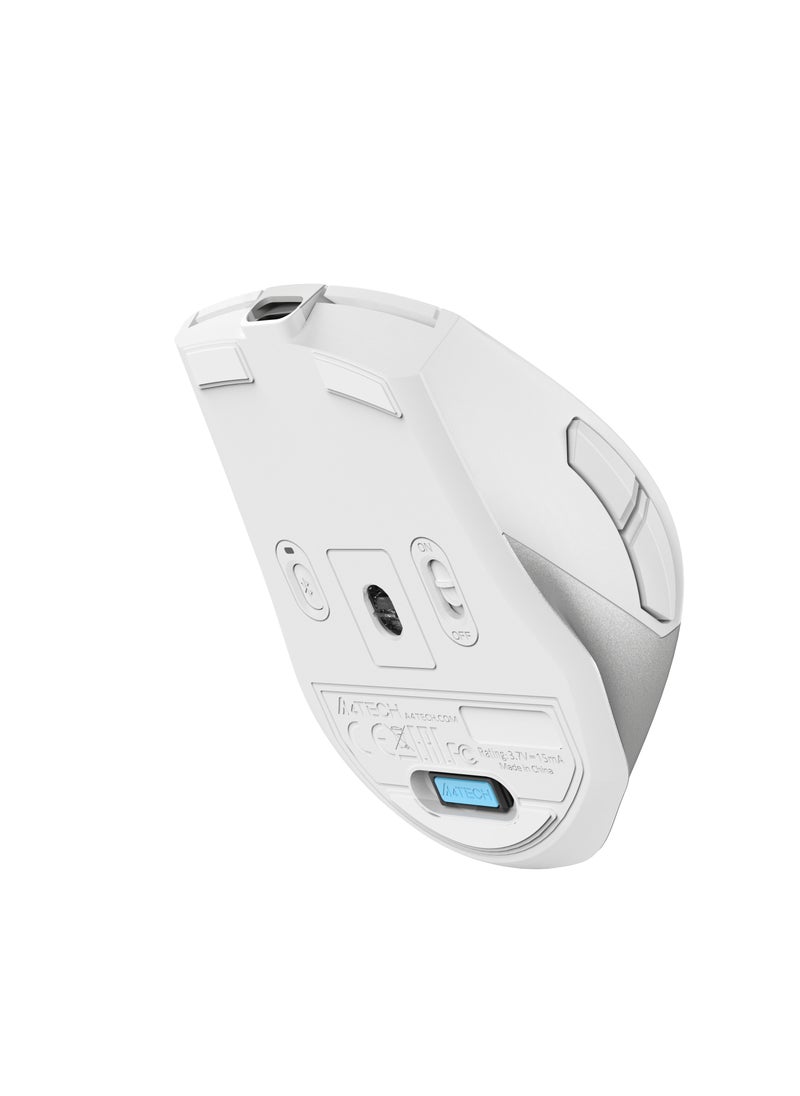 ماوس Fstyler ثنائي الوظائف قابل لإعادة الشحن، [مكتب + هوائي] بلوتوث و2.4 جيجا هرتز Air Illuminate FB45CS Air2، قابل للتبديل حتى 3 أجهزة، لنظام التشغيل Windows/Mac/Chrome OS/Android، أبيض